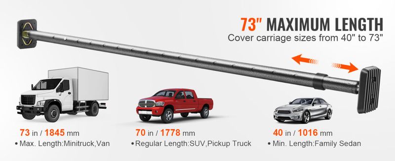 VEVOR Cargo Bar, Truck Bed Bar Adjustable from 40" to 73", Heavy-duty Steel Cargo Stabilizer Bar with 220 lbs Capacity, Truck Load Bar Stop Sliding fo_voghion.com