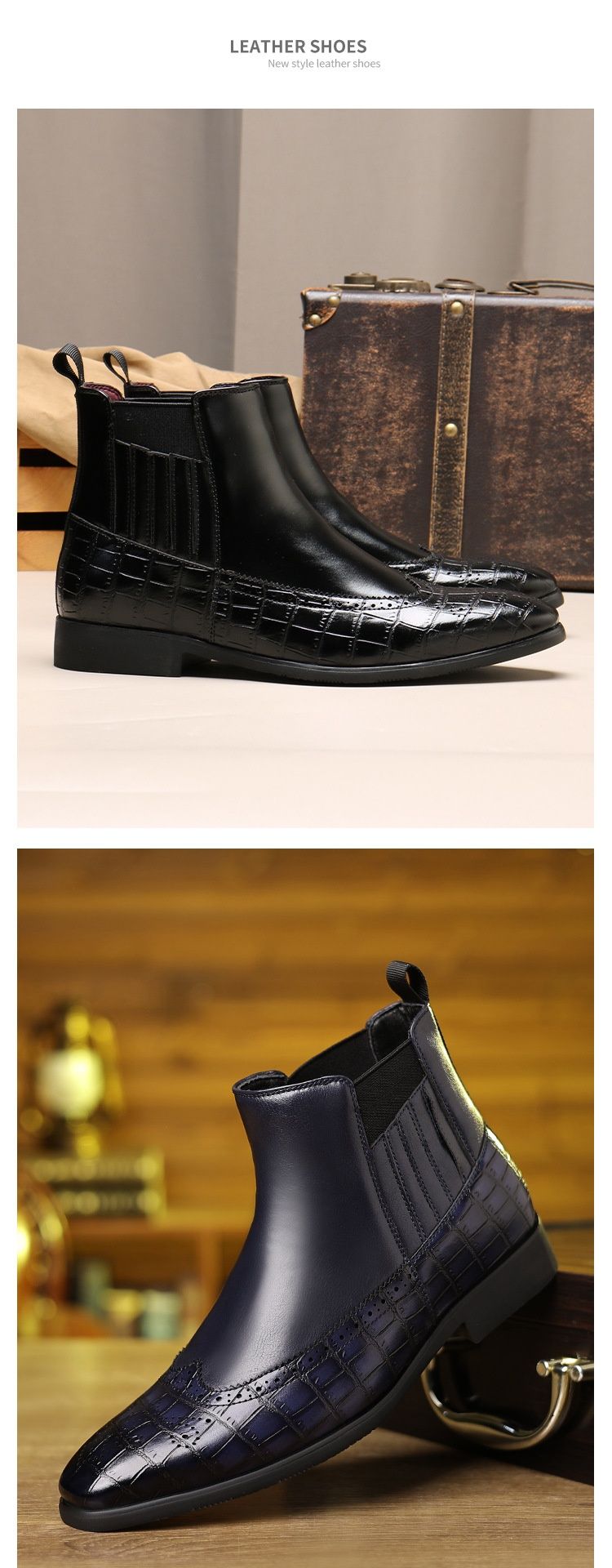 Botas Martin de punta puntiaguda Voyage 8655 Brogue para hombre, talla grande, para exportación_voghion.com