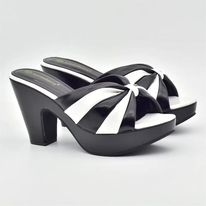 Spliced color high-heeled sandals and bag set banquet party design_voghion.com