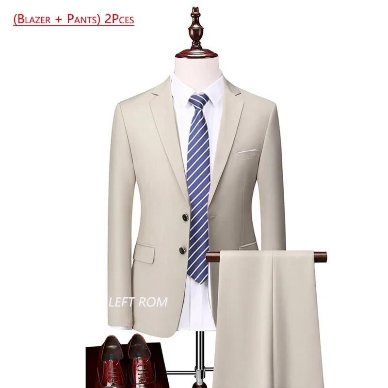 CT 2025 New Men's Solid Color Business Casual Suit Set Two-Piece Available Year-Round_voghion.com