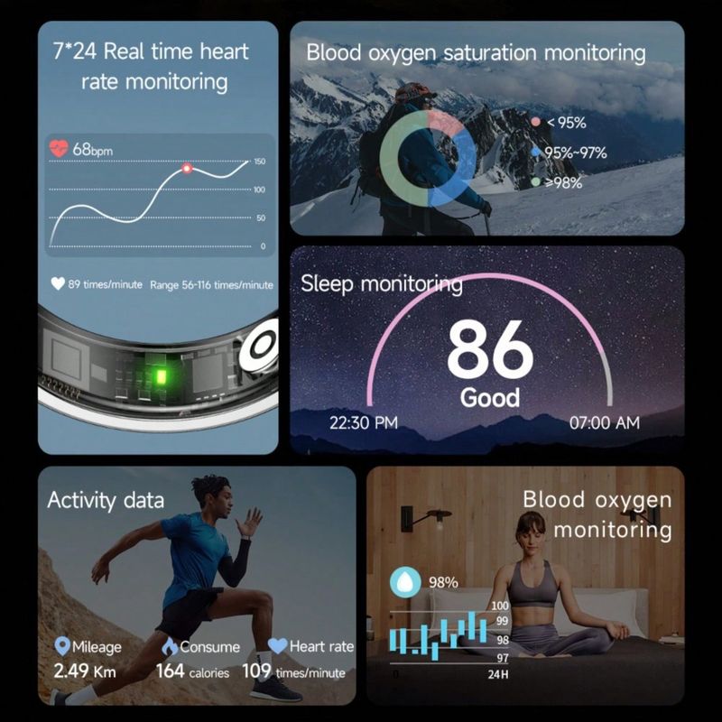 SR09 Smart Ring Sundhedstracker Vandtæt Fitness Søvnmåler Bluetooth Kompatibel 5.1 Pulsmåler Blodiltsmåler_voghion.com