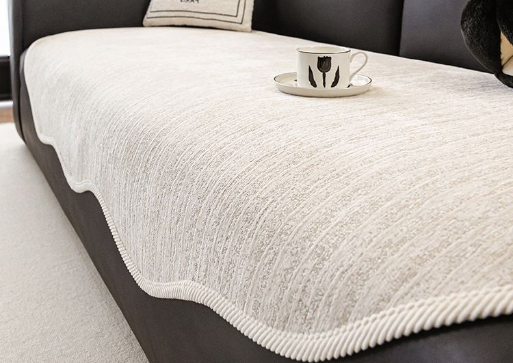 Coussins de canapé en chenille de Hongyuan Fashion – Housses de coussin à rayures modernes pour canapés d'angle (Plusieurs tailles et couleurs disponibles)_voghion.com