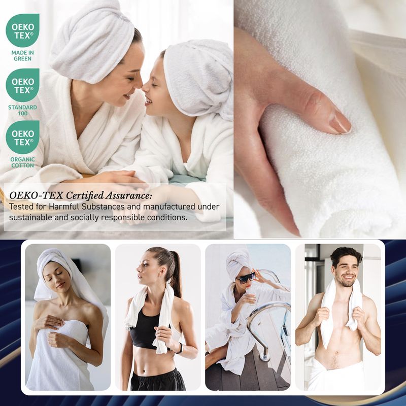 Set di 6 asciugamani da bagno in 100% cotone - Super assorbenti e morbidi - Include asciugamano da bagno, asciugamano per le mani e salvietta - Per uso domestico e SPA di lusso_voghion.com