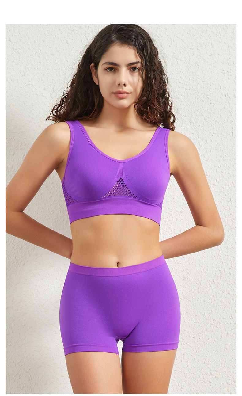 Intimo con un tocco femminile, fondo in acciaio arricciato, bellissimo set di canottiere, taglia grande, senza imbottitura, traspirante, yoga_voghion.com