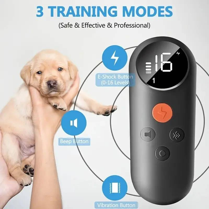 Electric Dog Training Collar With Remote Control, Color Screen, Vibration Warning, Bark Stopper, Waterproof And Rechargeable Pet Supplies_voghion.com