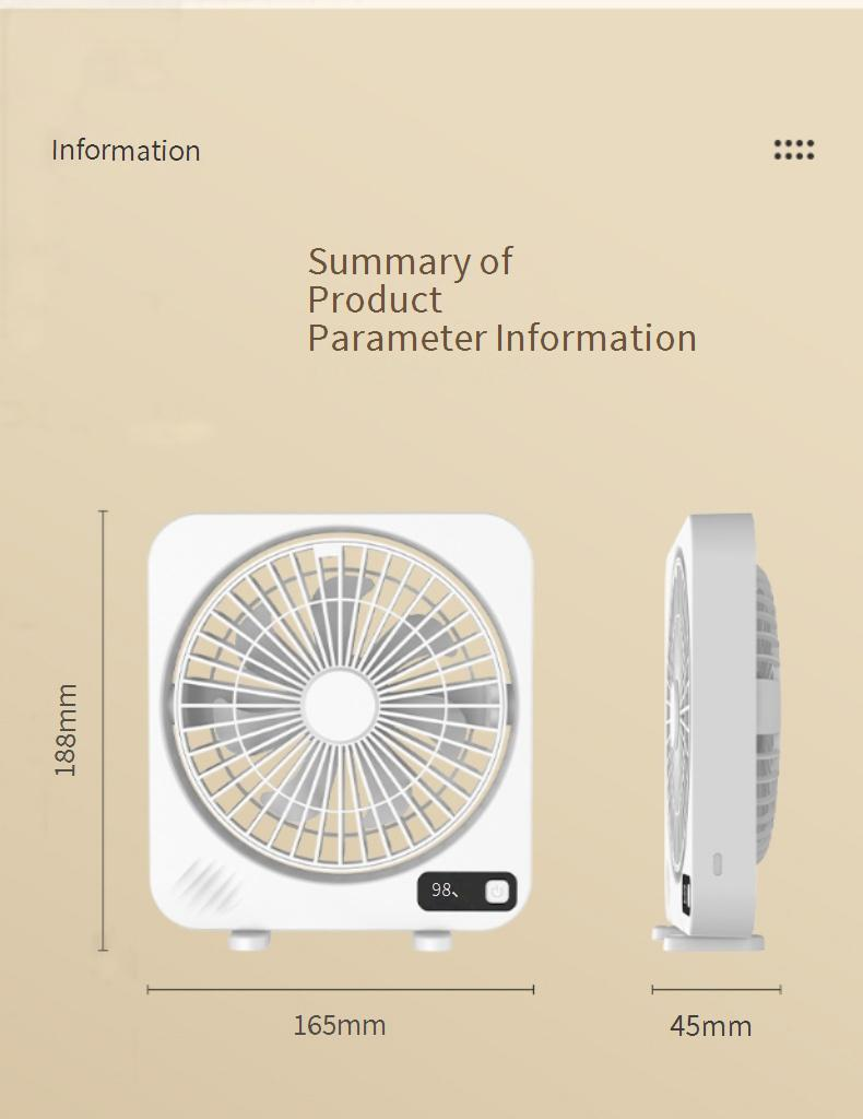 USB Desk Fan With Digital Display - Quiet High Speed Rechargeable & Portable For Office Use_voghion.com