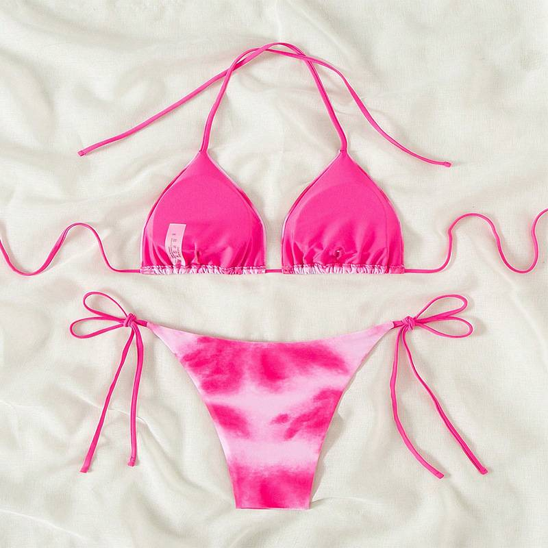 Sexy Camouflage Multicoloured Bandeau Beach Bikini Swimming Costume With Adjustable Side Ties And Low Cut Waist_voghion.com