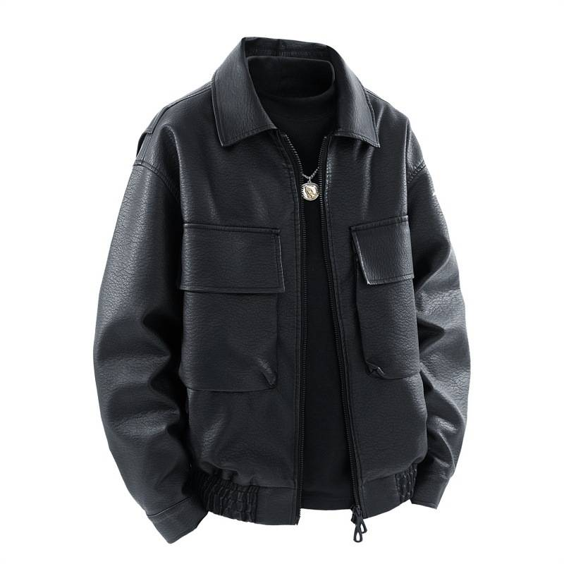 Men's Vintage Biker Jacket - Retro PU Leather Coat With Double-Breasted Design_voghion.com