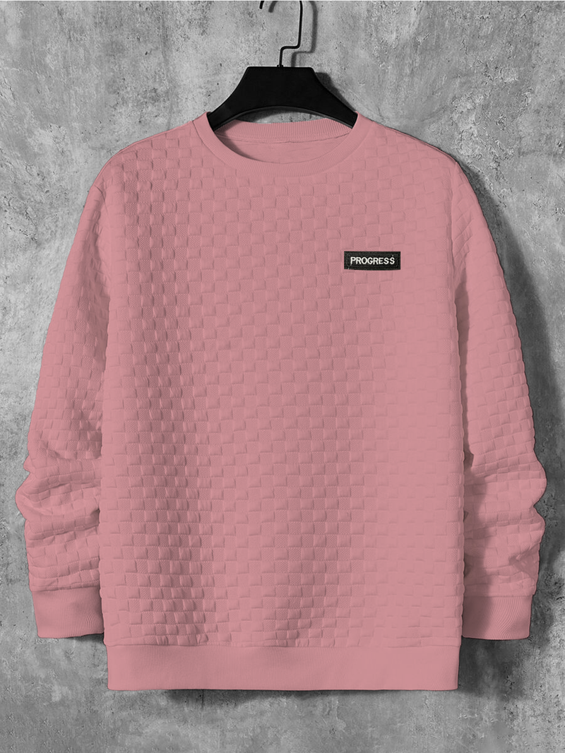 Felpa girocollo casual da uomo in maglia a nido d'ape - Traspirante e confortevole con stile strutturato_voghion.com