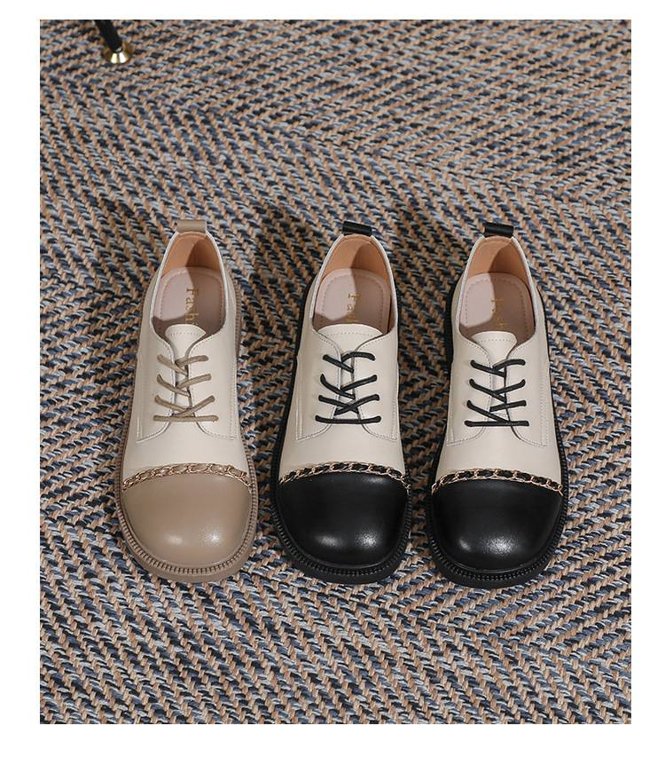 Women's Lace-up Thick-soled Loafer Shoes With Chunky Heels And Soft Soles._voghion.com