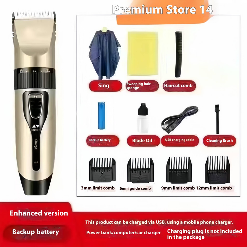 Professional Cordless Hair Clipper For Men, Women & Kids - Rechargeable, Ceramic Blade, Quiet & Powerful, Home Haircut Kit With Accessories_voghion.com