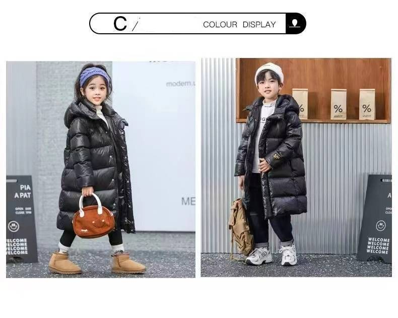 Black Gold Thermal-Lined Long Parka With Self-Heating Floss – Slim Fit Overcoat For Kids & Adults, Windproof & Ultra-Warm Winter Coat_voghion.com