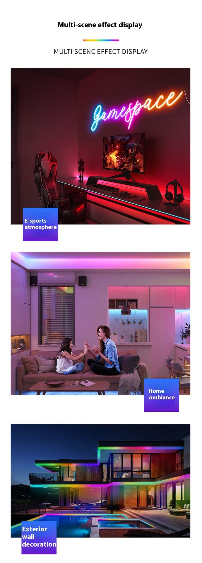 Tira de luces LED de neón RGBIC impermeable de 10 m: barra de luz flexible de 24 V que cambia de color con Bluetooth y control remoto de 44 teclas, 84 LED/m_voghion.com