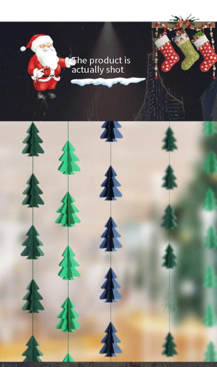 3D-Mini-Weihnachtsbaumgirlande – Bunte Hängedekoration für Weihnachtsbäume, Fensterdekorationen und Weihnachtsfeiern (12er-Set)_voghion.com