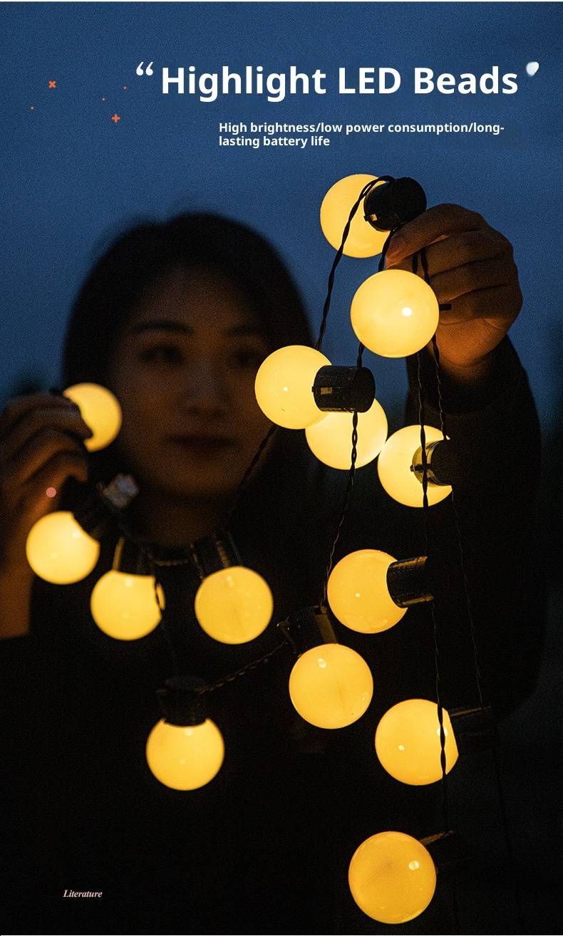 Wasserdichte LED-Lichterkette für den Außenbereich – Dimmbare Kugellampen, Schutzart IP55, Längen 10 m/20 m/50 m/100 m, ideal für Camping, Hochzeiten und Garten_voghion.com