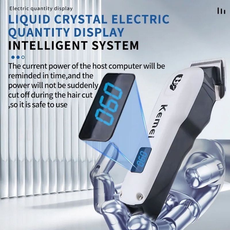 Kemei KM-232 Profesjonalna maszynka do strzyżenia włosów z ładowaniem USB, bezprzewodowa maszynka do strzyżenia włosów LCD dla mężczyzn_voghion.com