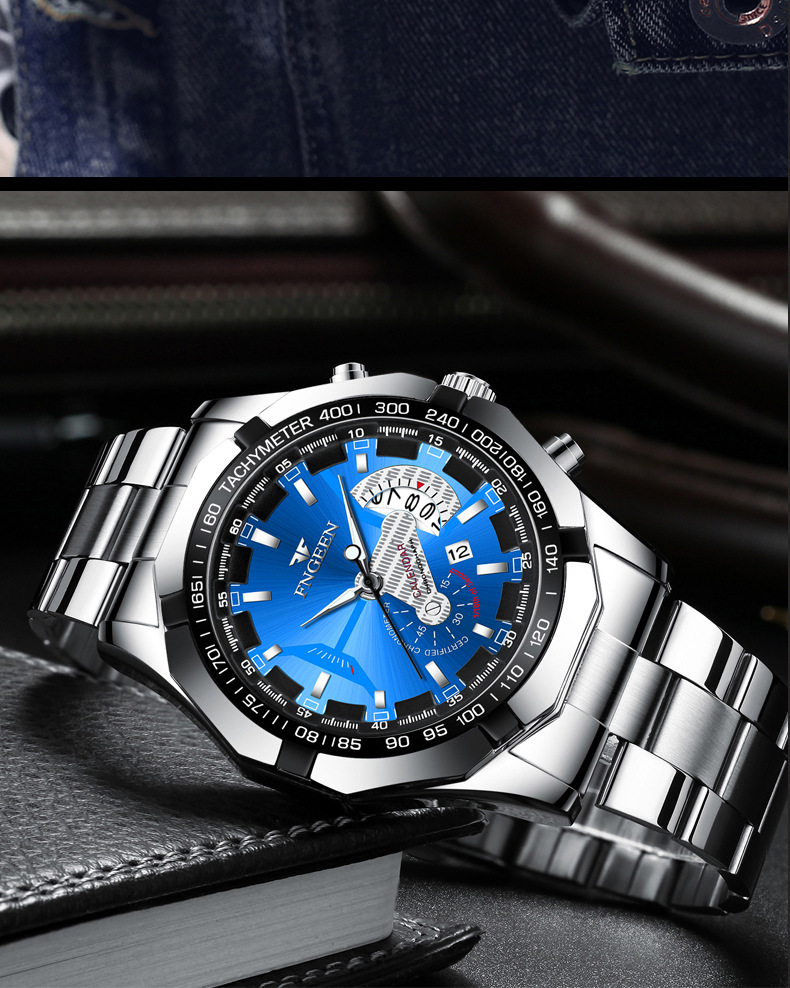 2023. gada jauns, karsti pārdots Fenzun rokas pulkstenis, ūdensizturīgs daudzfunkcionāls pulkstenis, liels ciparnīcas pulkstenis, liels jauns kalendāra kvarca vīriešu pulkstenis_voghion.com