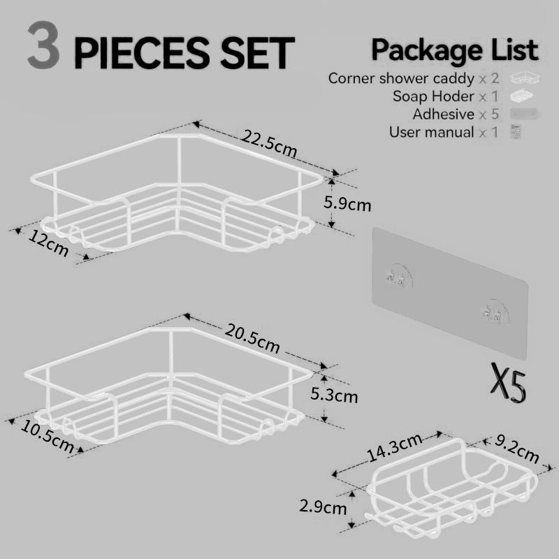 No Drill Corner Shelf - Rustproof Iron Triangle Organizer, Waterproof Black For Shower & Bathroom Storage_voghion.com
