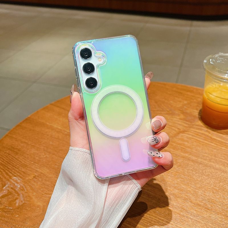 Magnetische Magsafe Wireless-Ladehülle in allmählicher Farbe für Samsung Galaxy S24 Ultra S23 FE S22 S21 Plus A15 A35 A55 Klare Abdeckung_voghion.com