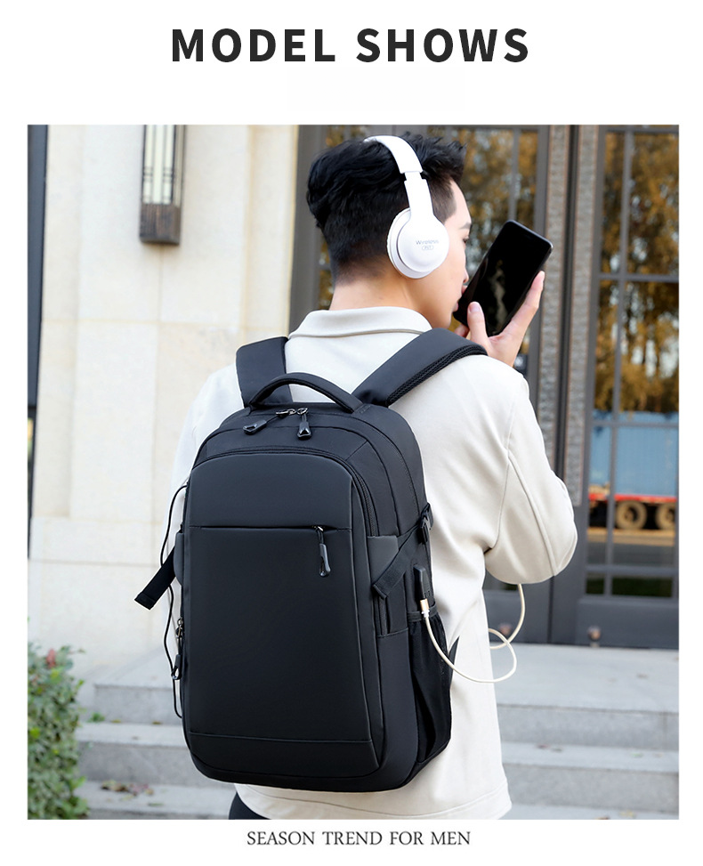 2024 new men's backpack, black backpack for men, student business travel laptop bag, wear-resistant and waterproof, large capacity backpack_voghion.com