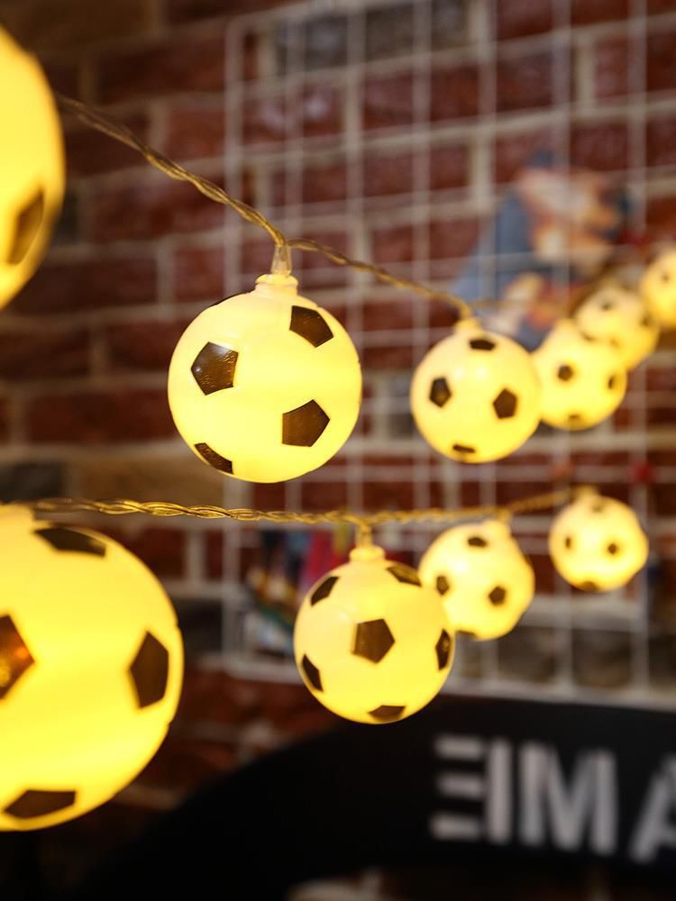 Fotbollsljusslinga Bar Fan Tema Dekorativt Ljus Köpcentrum Kreativ LED Läderboll Litet Färgat Ljusbälte_voghion.com
