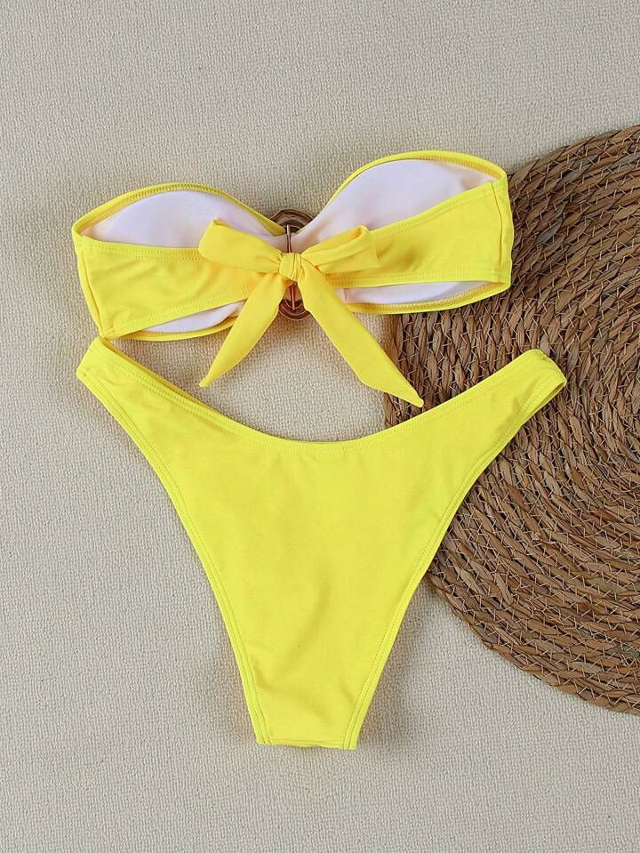 Novo biquíni sexy de cor sólida, sem alças, dividido, maiô feminino, 2024_voghion.com