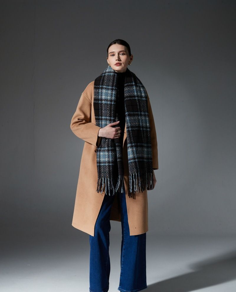 Sciarpa calda unisex a quadri blu_voghion.com