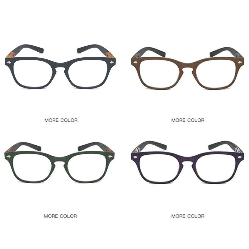 Moda Quadrato Retro Lettura Uomo Donna Legno Venatura Occhiali da Vista Presbiti Computer Occhiali Lente di Ingrandimento Occhiali Diottrie + 1.0...4.0_voghion.com