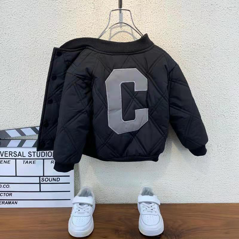 Veste rembourrée épaisse de style étranger pour bébé garçon, uniforme de baseball matelassé à la mode et beau, tendance_voghion.com