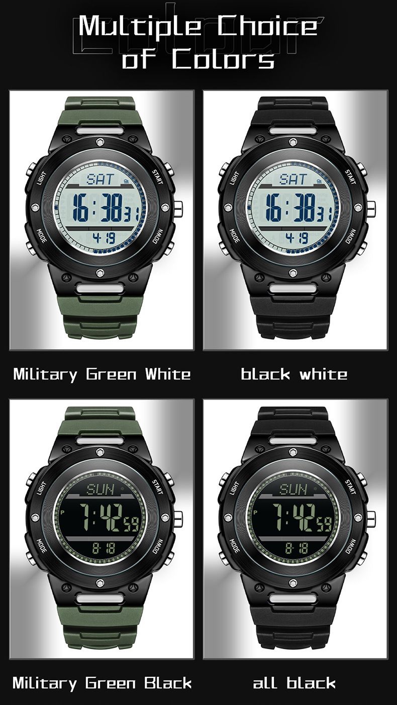 Orologio sportivo multifunzionale per esterni con altimetro, barometro, termometro, bussola e design impermeabile per escursionismo e avventura_voghion.com
