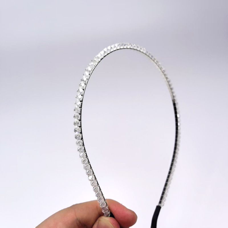 Cerchietto con cristalli a fila singola, cerchietto per capelli minimalista fatto a mano con filo da pesca, accessorio per capelli antiscivolo versatile di alta qualità per donna_voghion.com