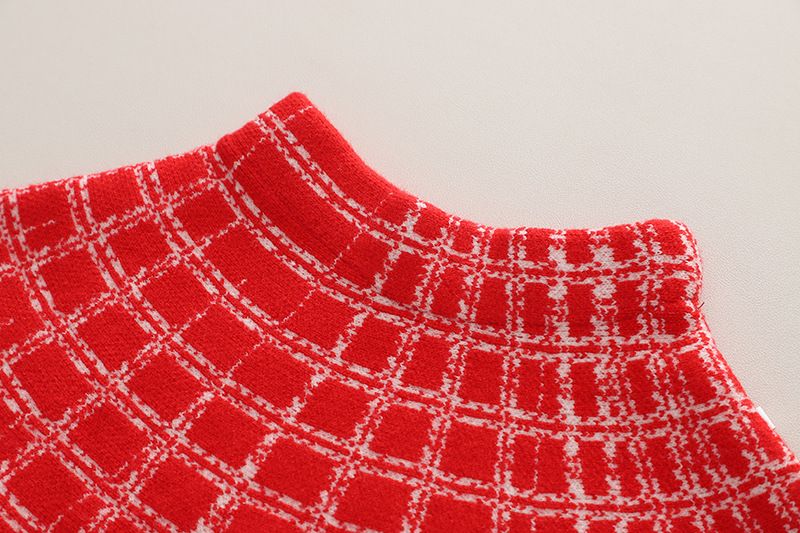 Jupe pull pour filles, petit style parfumé à finitions dorées, jupe deux pièces tricotée de style simple, cardigan à manches longues à la mode pour bébé fille_voghion.com