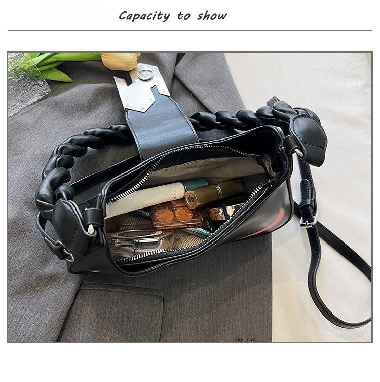 2023 new trendy texture shoulder bag fashion color contrast woven twist shoulder strap underarm bag_voghion.com