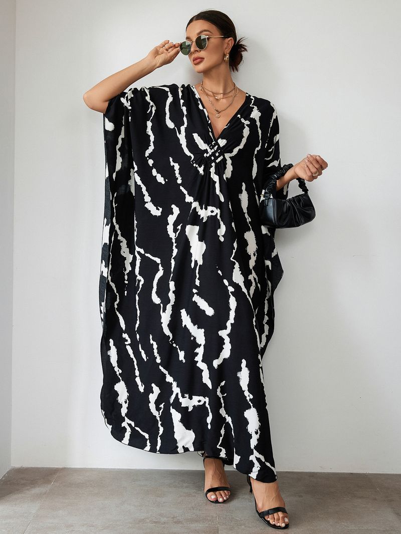 Bohemian katoenen maxi-jurk – oversized strandjurk, zwierige tuniek voor dames, plus-size zwembroek met levendige prints_voghion.com
