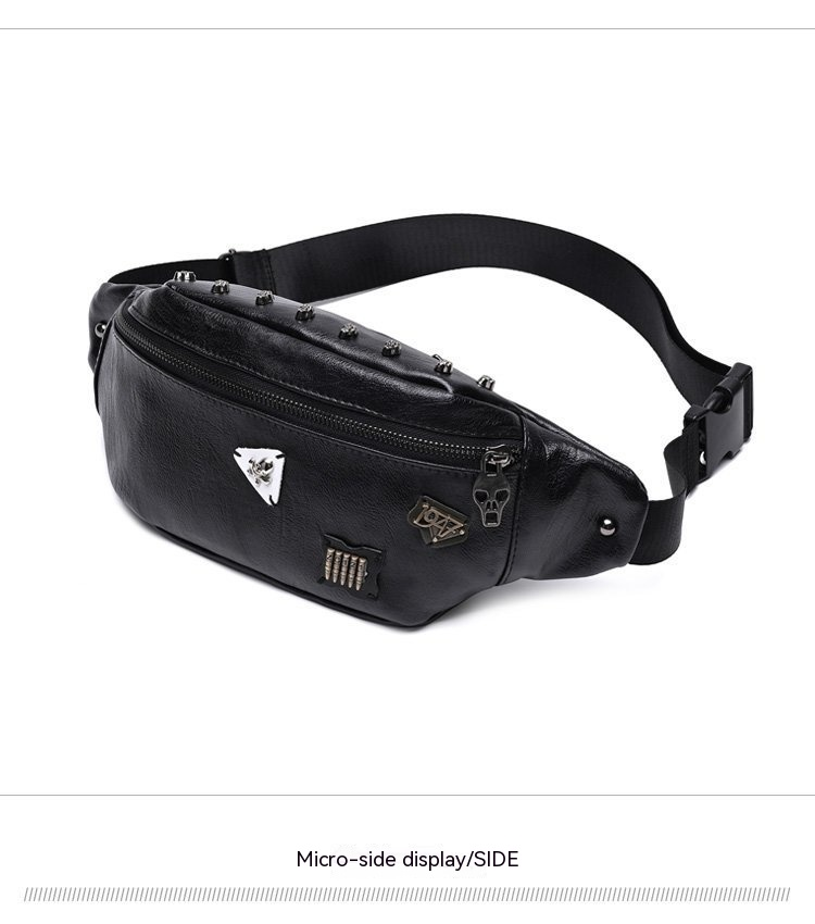 Männer brusttasche punk stud vintage umhängetasche mode PU multifunktionale gürteltasche straße lässig umhängetasche männer_voghion.com
