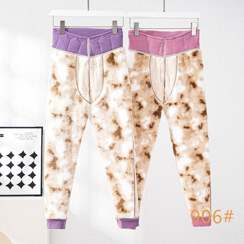 Women's Clothing Wool warm pants plus velvet thickened waist and knee pads autumn and winter high waist_voghion.com