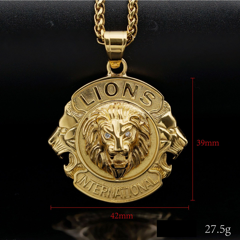 Accessoires hip hop pendentif tête de lion en acier inoxydable plaqué or lion club_voghion.com