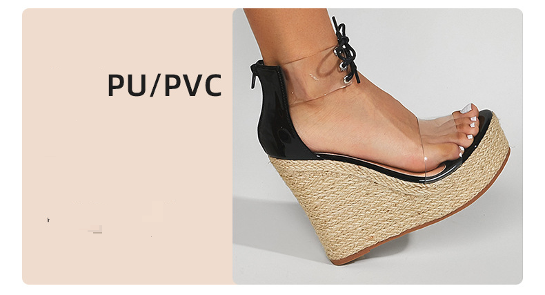 Pantofi de damă Sandale în stil nou la modă, pentru femei, pentru a le purta în exterior Tocuri cu pană de frânghie pentru femei Femei de mărime mare_voghion.com