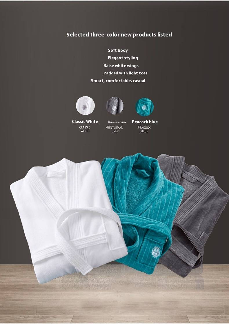 Premium 1200g Hotel Bathrobe - Extra Thick & Plush (Embroidered, Couple's Matching)_voghion.com