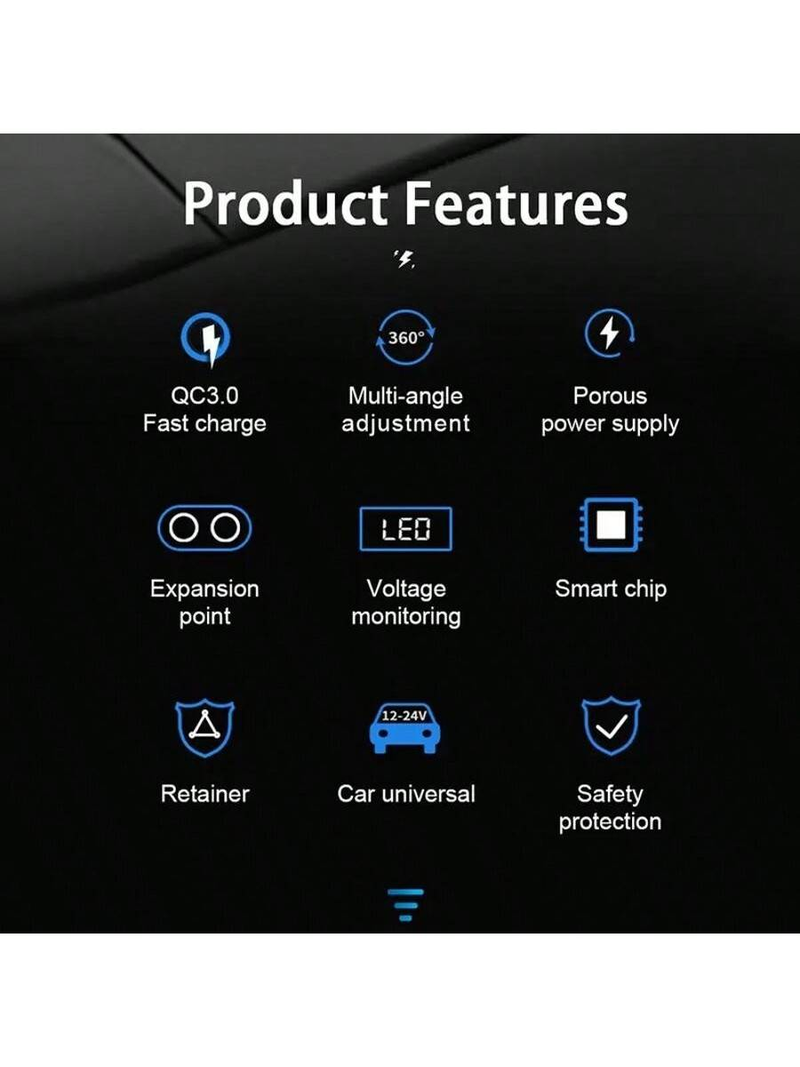 QC3.0 Car Charger Lighter Socket Splitter 12V/24V Dual USB Power Adapter Car Socket 5 Ports For Mobile Phone DVR Charging Type-C_voghion.com
