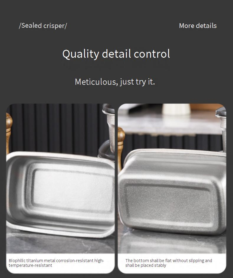 Pure Titanium Household Fresh Keeping Box Sealed Lunch Box With Lid Fruit Lunch Box Rectangular Refrigerator Storage Large Capacity_voghion.com