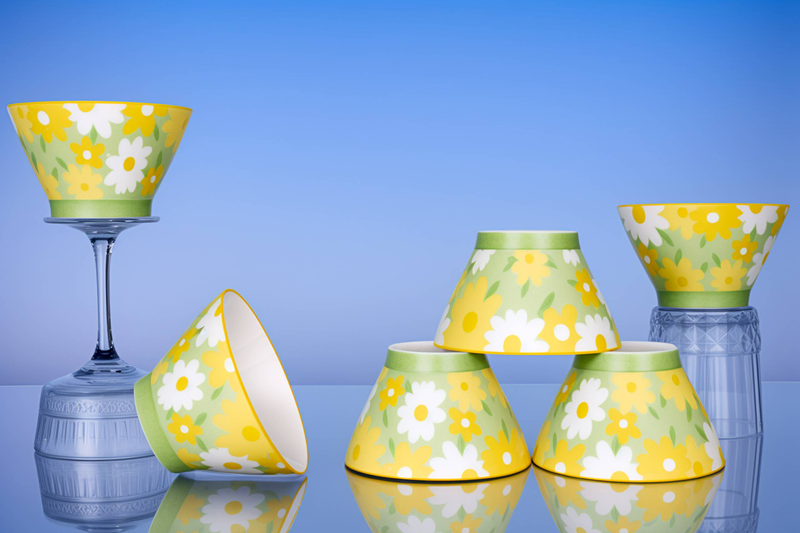 5 Zoll 0f 4 Sets Keramik-Hutschüssel für Reis/Tee | Kleines Gänseblümchen-Design, meistverkaufte kreative Schüssel | Unterglasurfarbe, lebensmittelecht_voghion.com