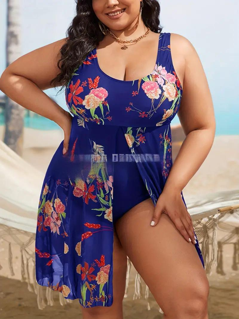 Maillot de bain une pièce élégant et échancré pour femme - Dos nu sexy, maillot de bain grande taille à imprimé floral, confortable et élégant_voghion.com