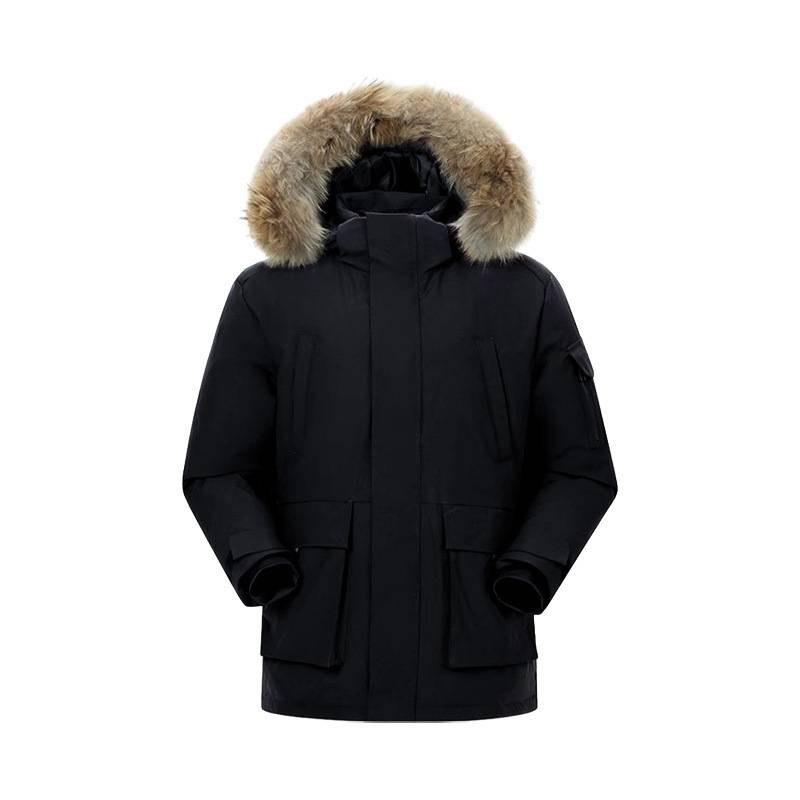 Chaqueta de trabajo negra para hombre, abrigo nuevo de invierno, parka cálida de algodón, abrigo con capucha._voghion.com