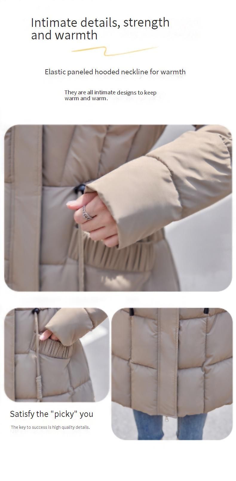 Elegant Long Puffer Coat For Women – Slim-Fit Belted Hooded Winter Jacket With Knee-Length Warmth_voghion.com