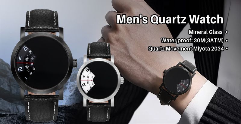 BERNY Men's Watch Personalized Turntable Quartz Watches For Men Black Dial Stainless Steel Case Business Sports Wristwatches_voghion.com