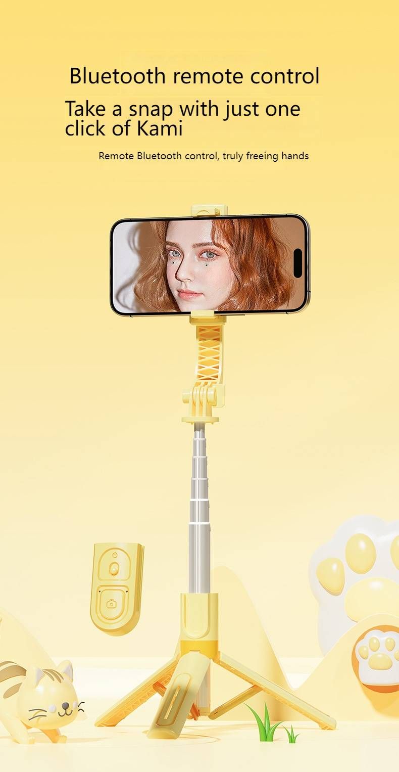 Versatile Cartoon Tripod Selfie Stick With Bluetooth Remote, 1M Adjustable Aluminum Stand For Phone Photography & Live Streaming (12 Configurations)_voghion.com