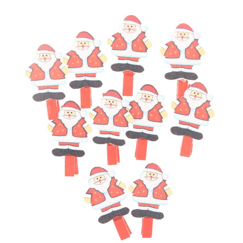 Christmas series wooden clip cute cartoon Christmas tree postcard clip Christmas decoration clip 10 PCs/bag_voghion.com