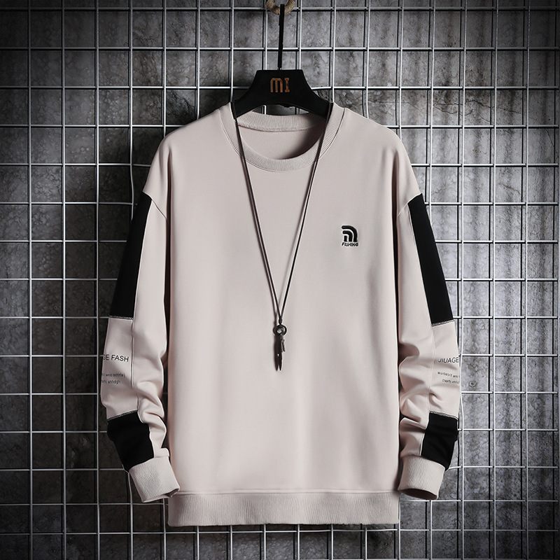 Rundhalsausschnitt im Frühjahr und neue locker sitzende Kleidung im Herbst, trendiges lässiges Unterhemd, Sport-Hoodie für Männer_voghion.com