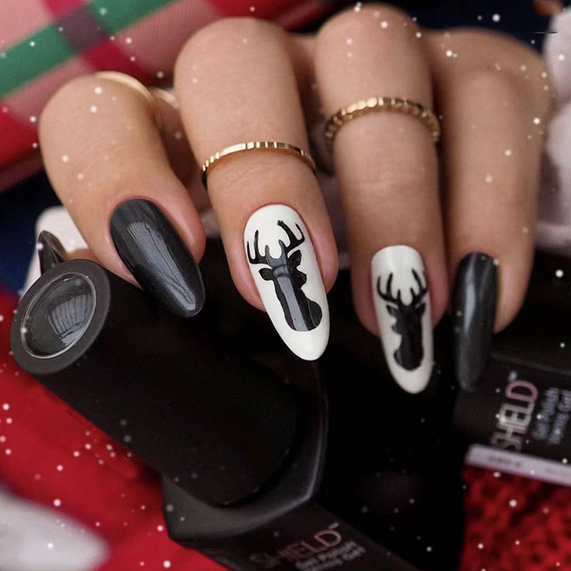 Laang Stiletto 24 Stéck Falsch Neel Halloween Mandel Falsch Neel mat Blutt Design Tragbar Press-on Neel Oval Ful_voghion.com